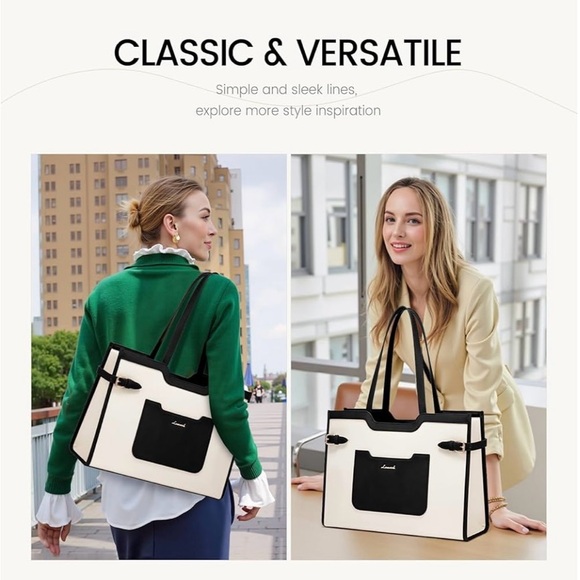 Luxurious Black and White Laptop Tote Bag - Picture 6 of 7